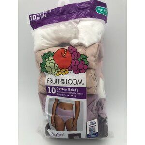 Fruit of the Loom 10 Cotton Briefs Multicolor Pack of 10 Pairs Womens Size 9 2XL